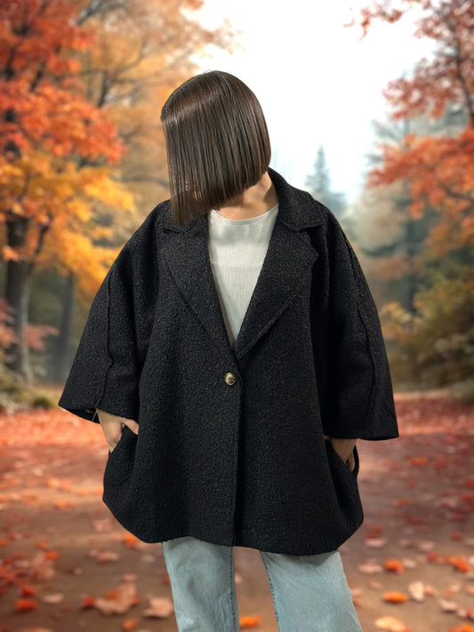 RUBY - VESTE OVERSIZE NOIRE JUSQU'A LA TAILLE 56