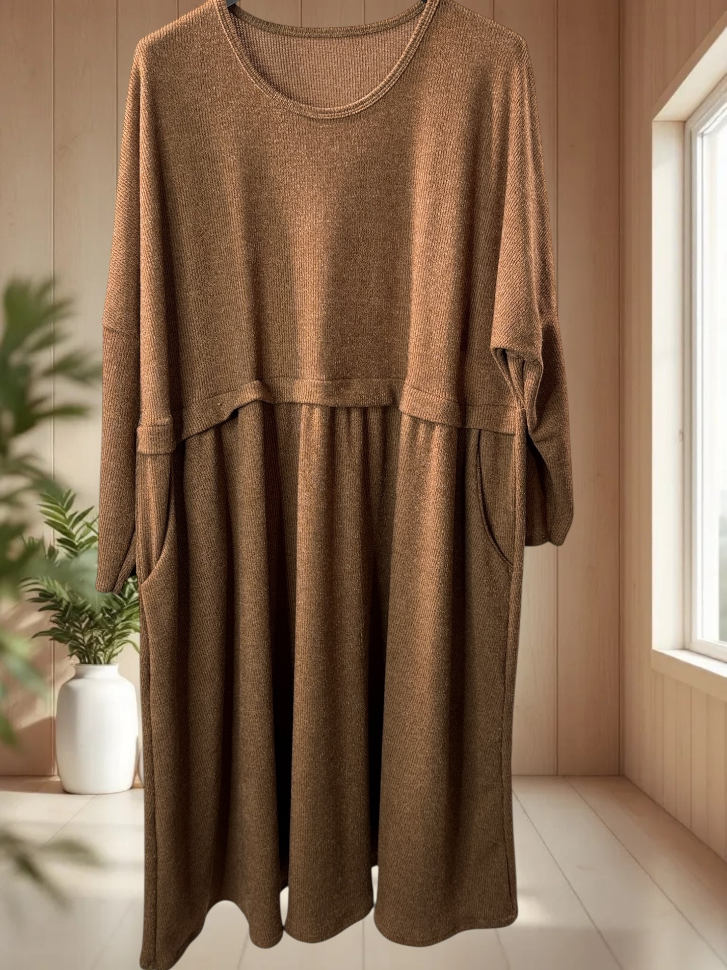 MADELINE - ROBE OVERSIZE CAMEL JUSQU'A LA TAILLE 60