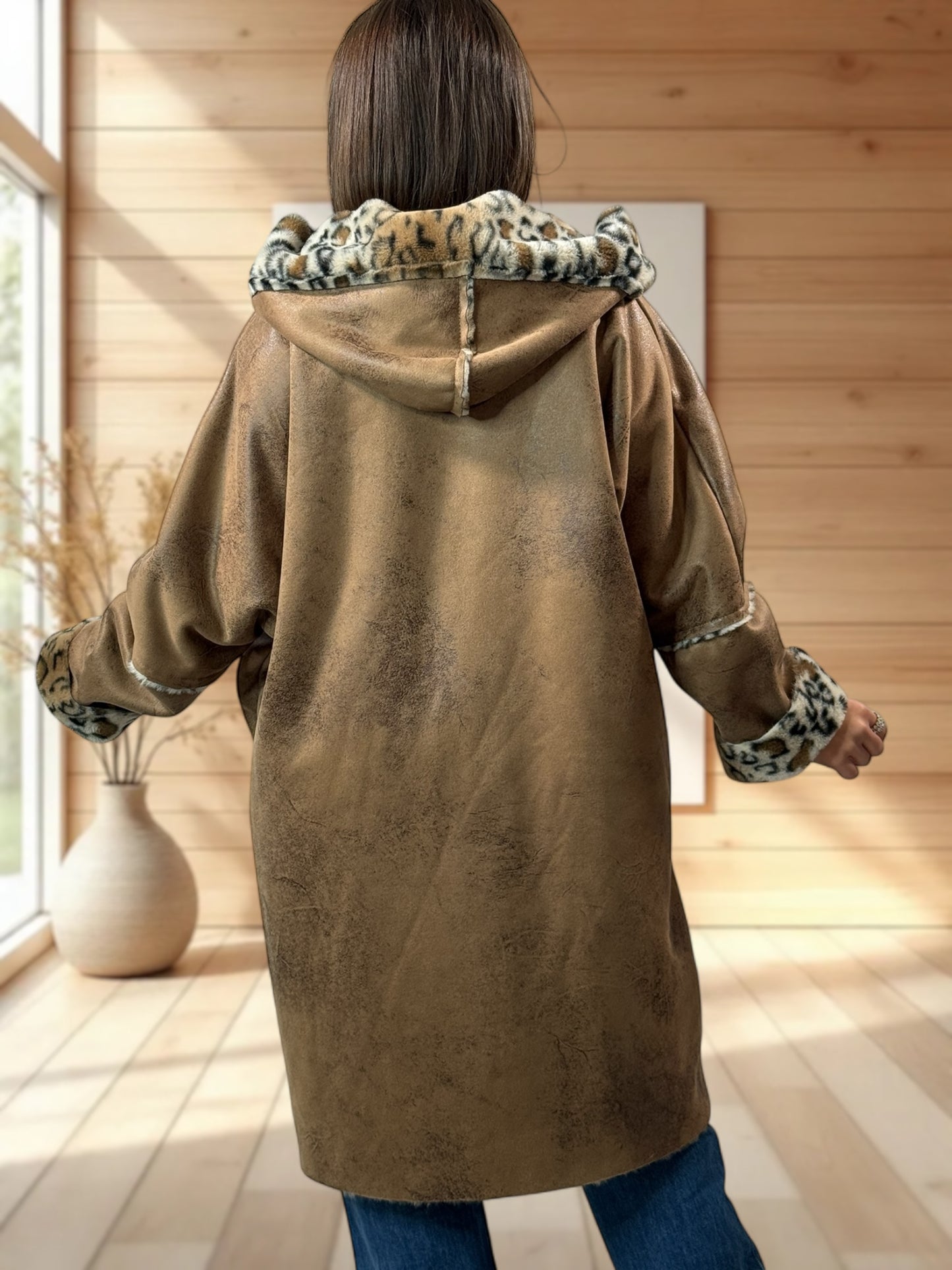 KARL - VESTE A CAPUCHE CAMEL JUSQU'A LA TAILLE 54/56