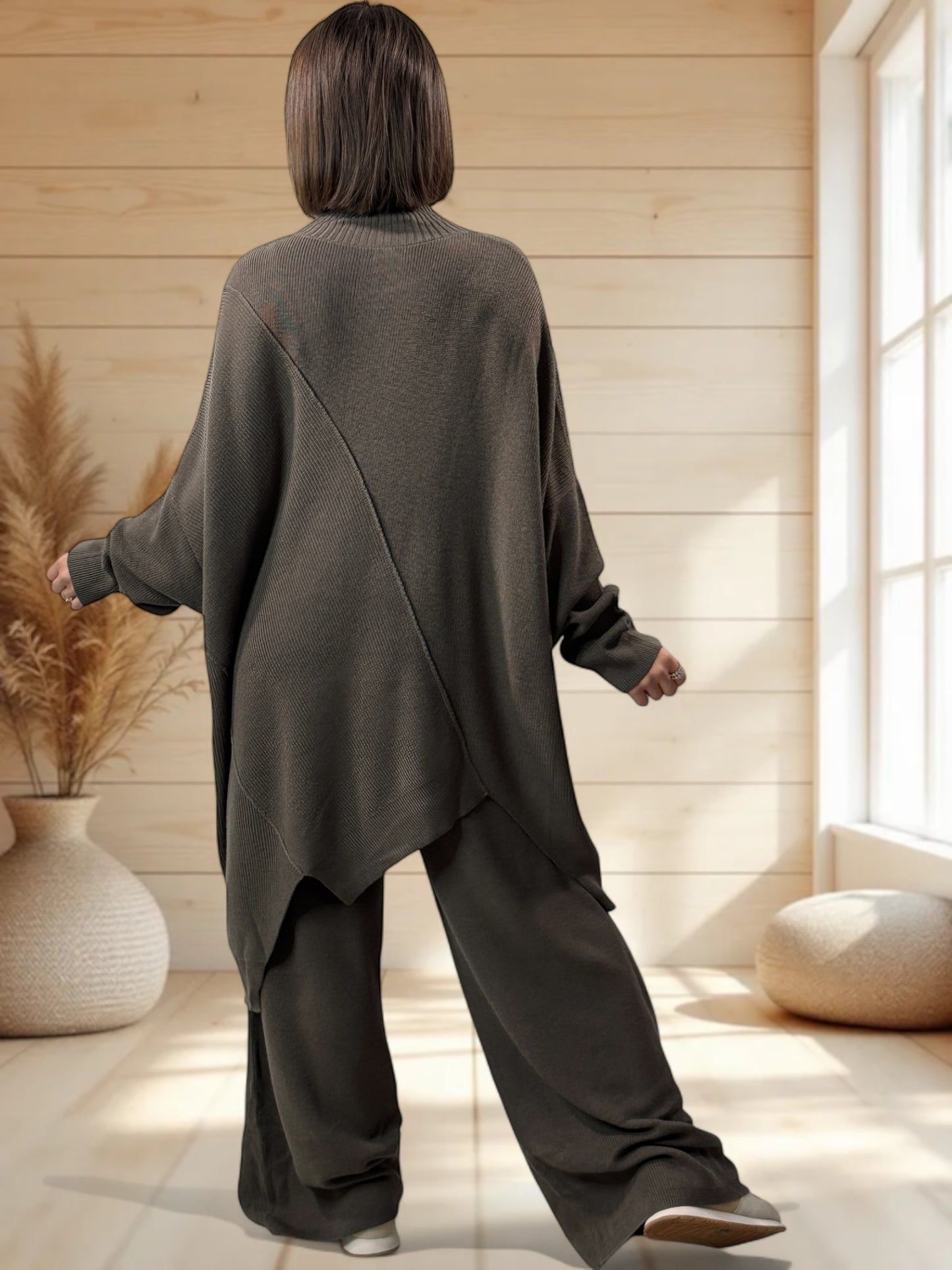 CLOE - ENSEMBLE EN MAILLE MARRON JUSQU'A LA TAILLE 50