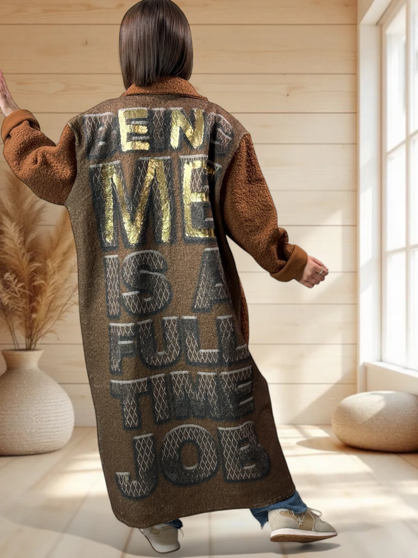 SYLVIO - LONG MANTEAU CHATAIGNE JUSQU'A LA TAILLE 54