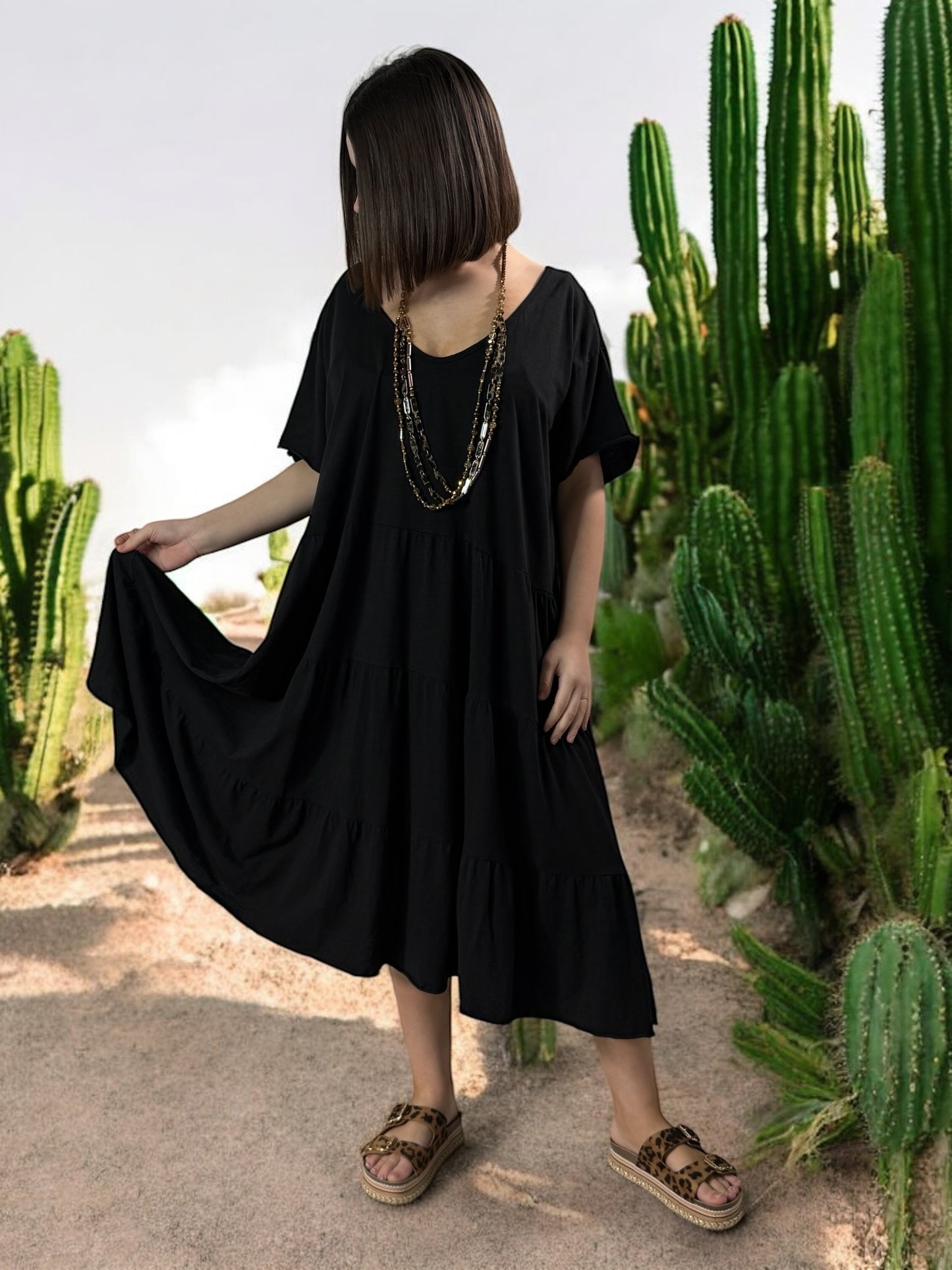 ELSA - ROBE NOIRE OVERSIZE JUSQU'A LA TAILLE 56