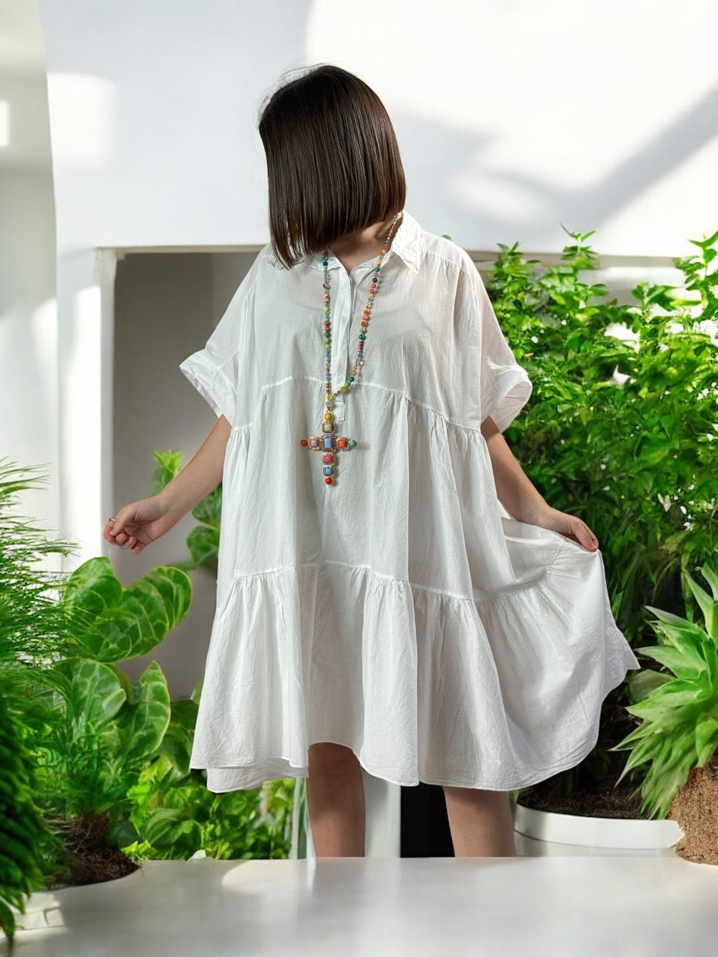 MADELINE - ROBE TUNIQUE BLANCHE JUSQU'A LA TAILLE 52/54