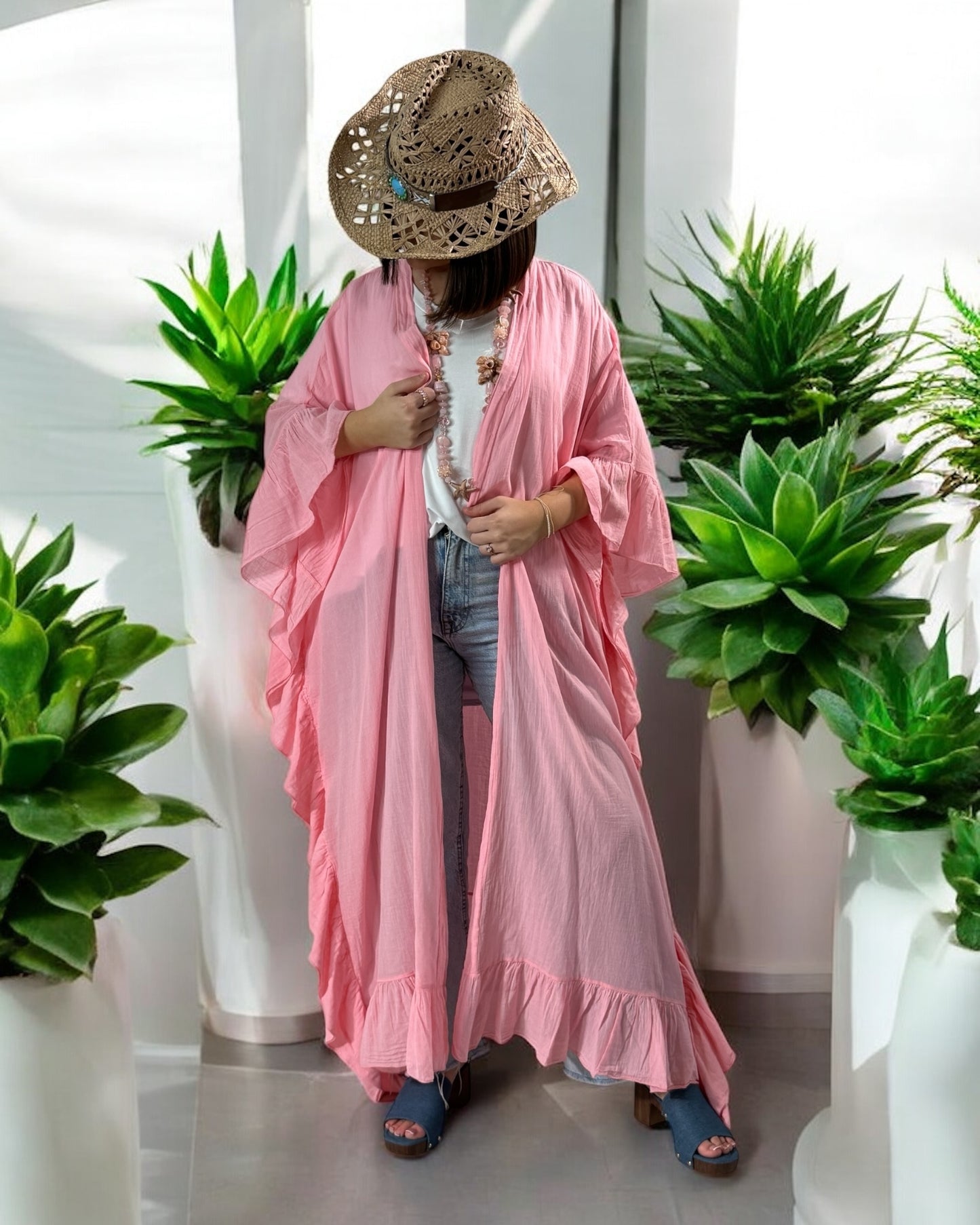 HAPINESS - KIMONO ROSE OVERSIZE JUSQU'A LA TAILLE 60