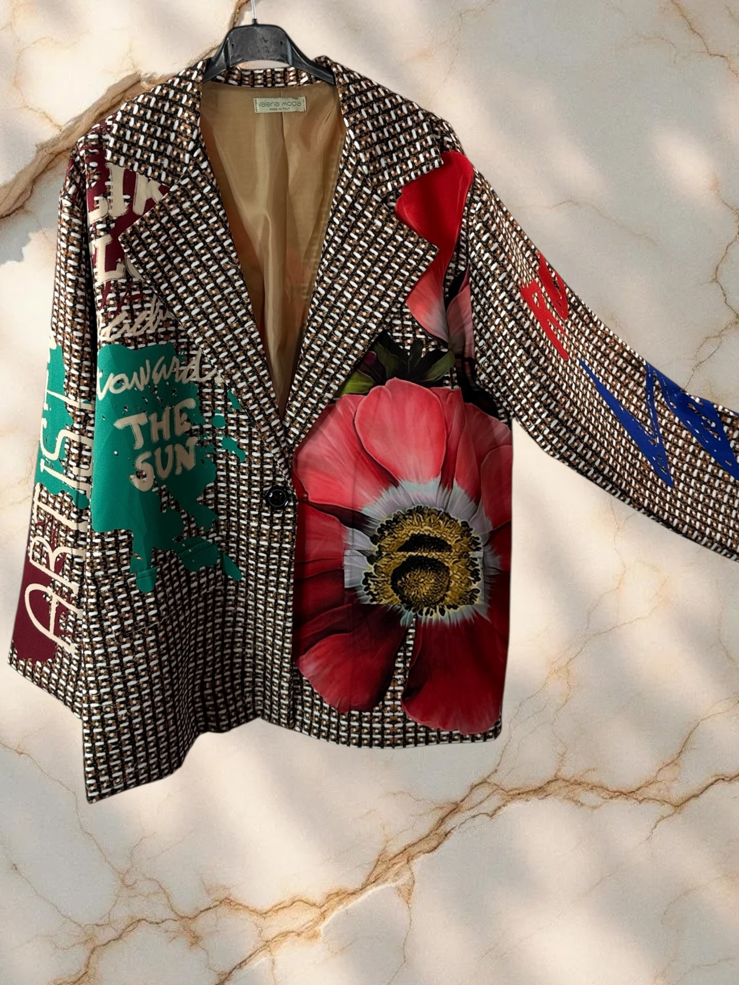 MARICAO - VESTE OVERSIZE MOTIF FLEUR JUSQU'A LA TAILLE 52
