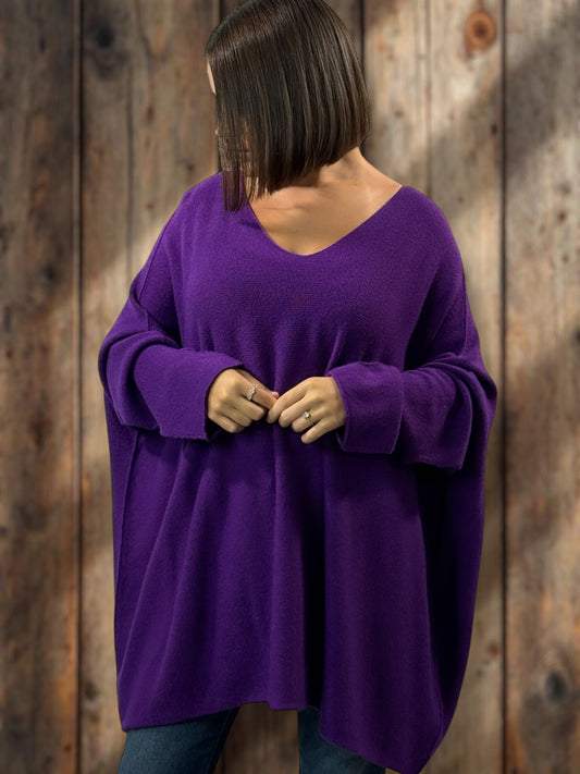 PALOMA - PULL OVERSIZE VIOLET JUSQU'A LA TAILLE 56