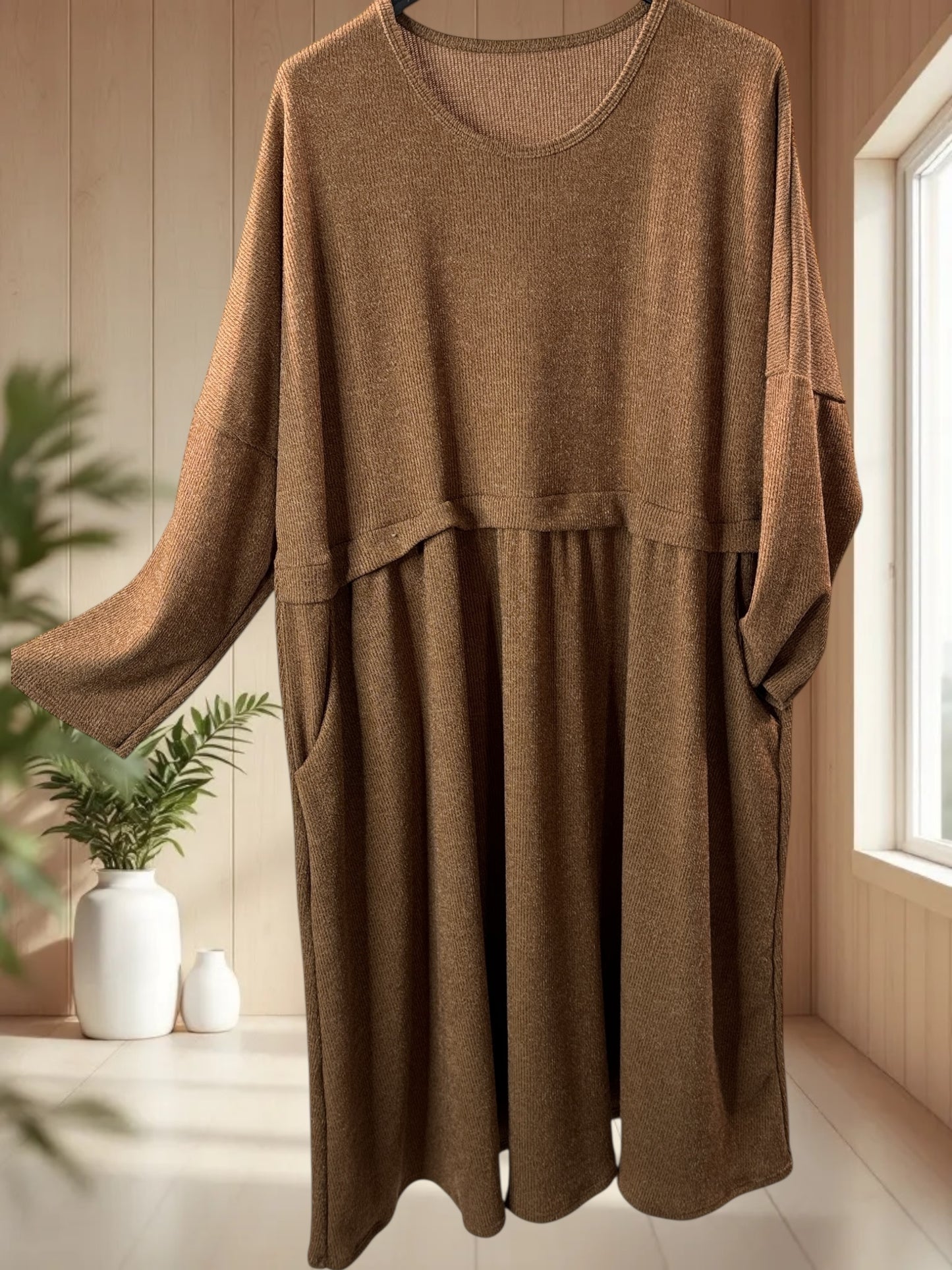 MADELINE - ROBE OVERSIZE CAMEL JUSQU'A LA TAILLE 60