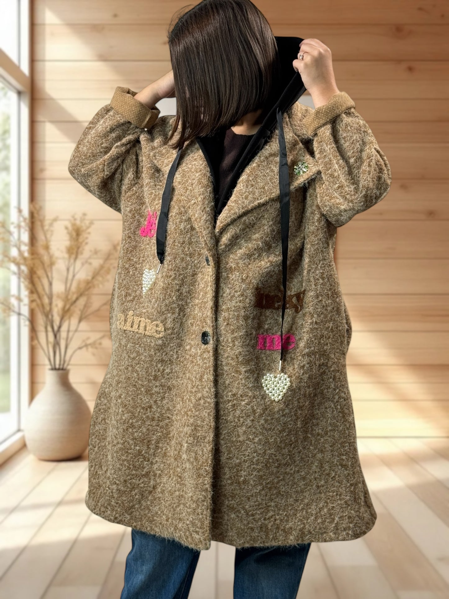 JULIUS - MANTEAU CAMEL A CAPUCHE JUSQU'A LA TAILLE 52