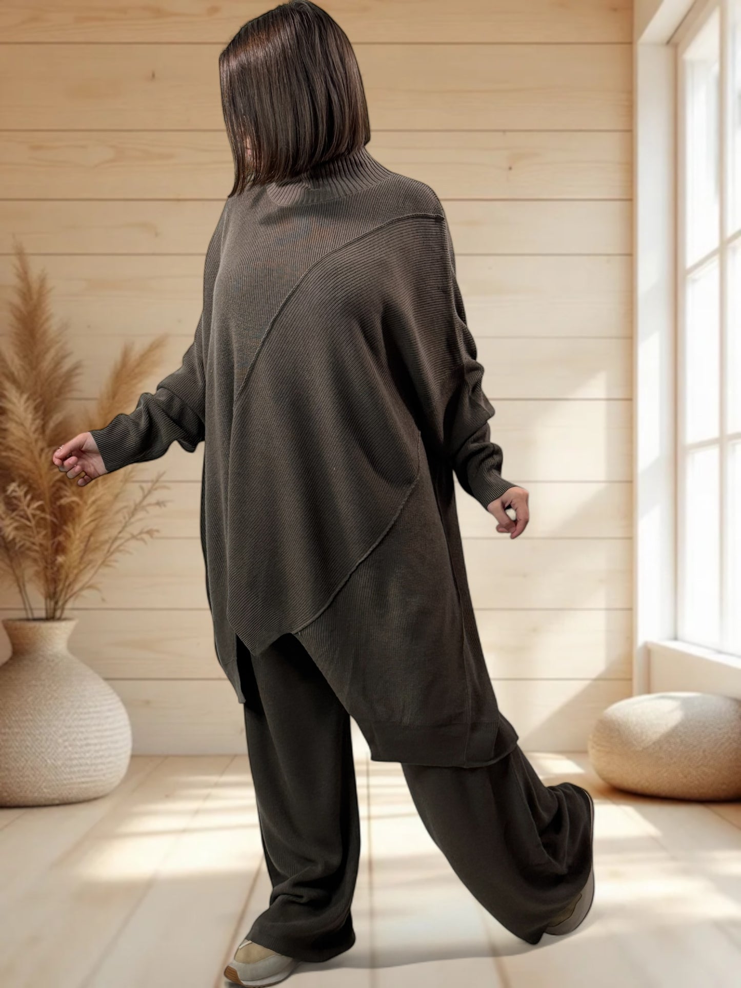 CLOE - ENSEMBLE EN MAILLE MARRON JUSQU'A LA TAILLE 50