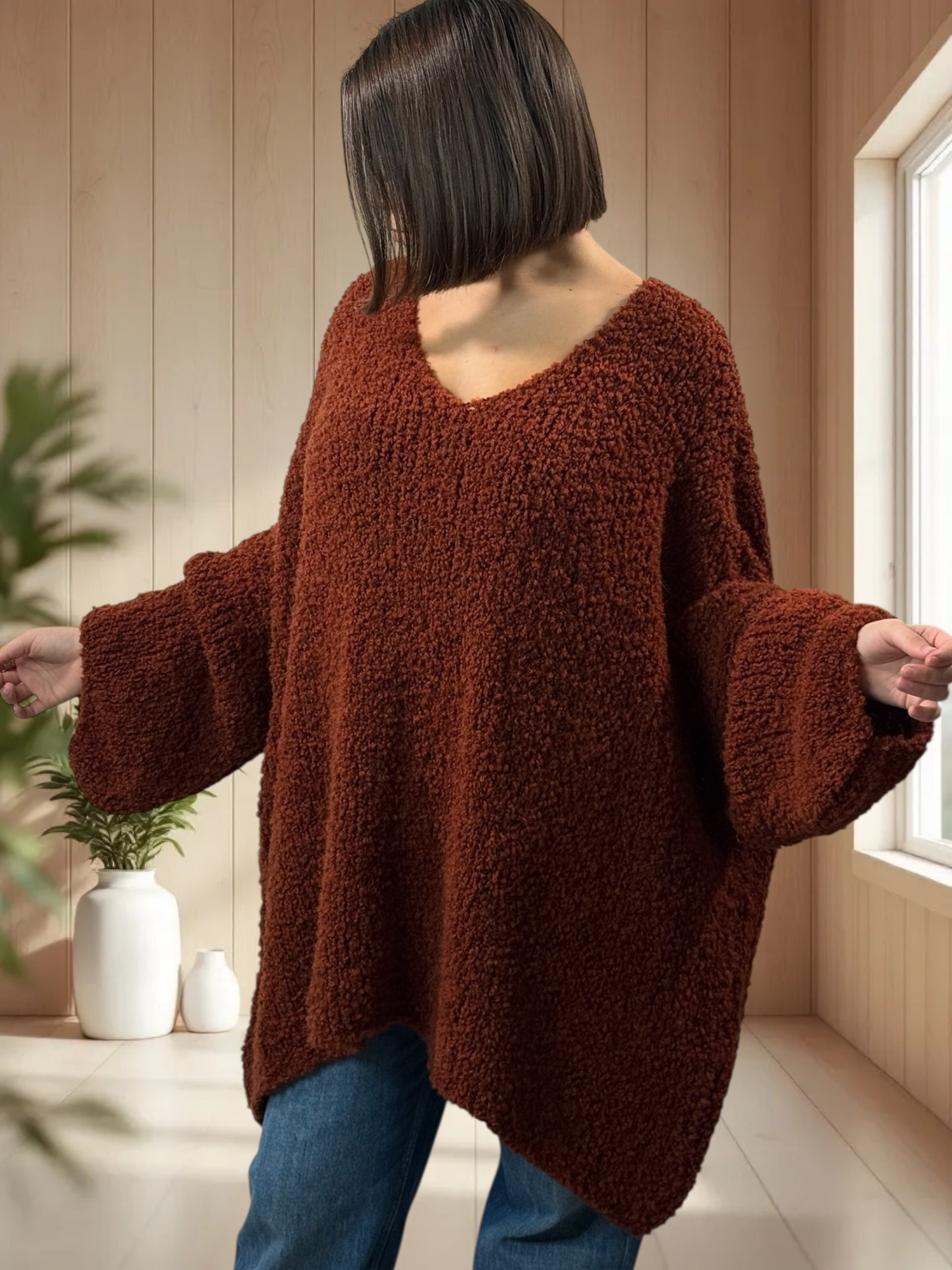 LAETITIA - PULL ROUX OVERSIZE JUSQU'A LA TAILLE 58