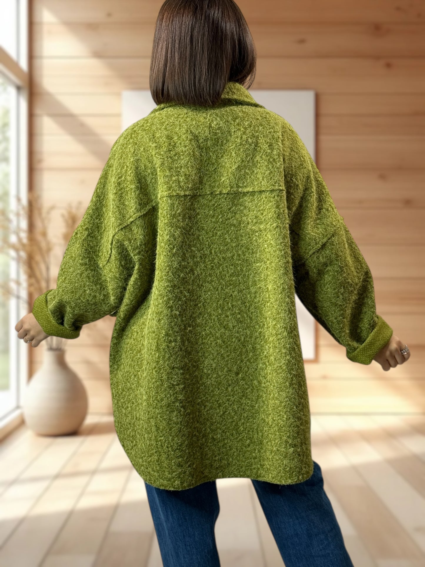 RAVELO - VESTE OVERSIZE VERTE JUSQU'A LA TAILLE 54/56