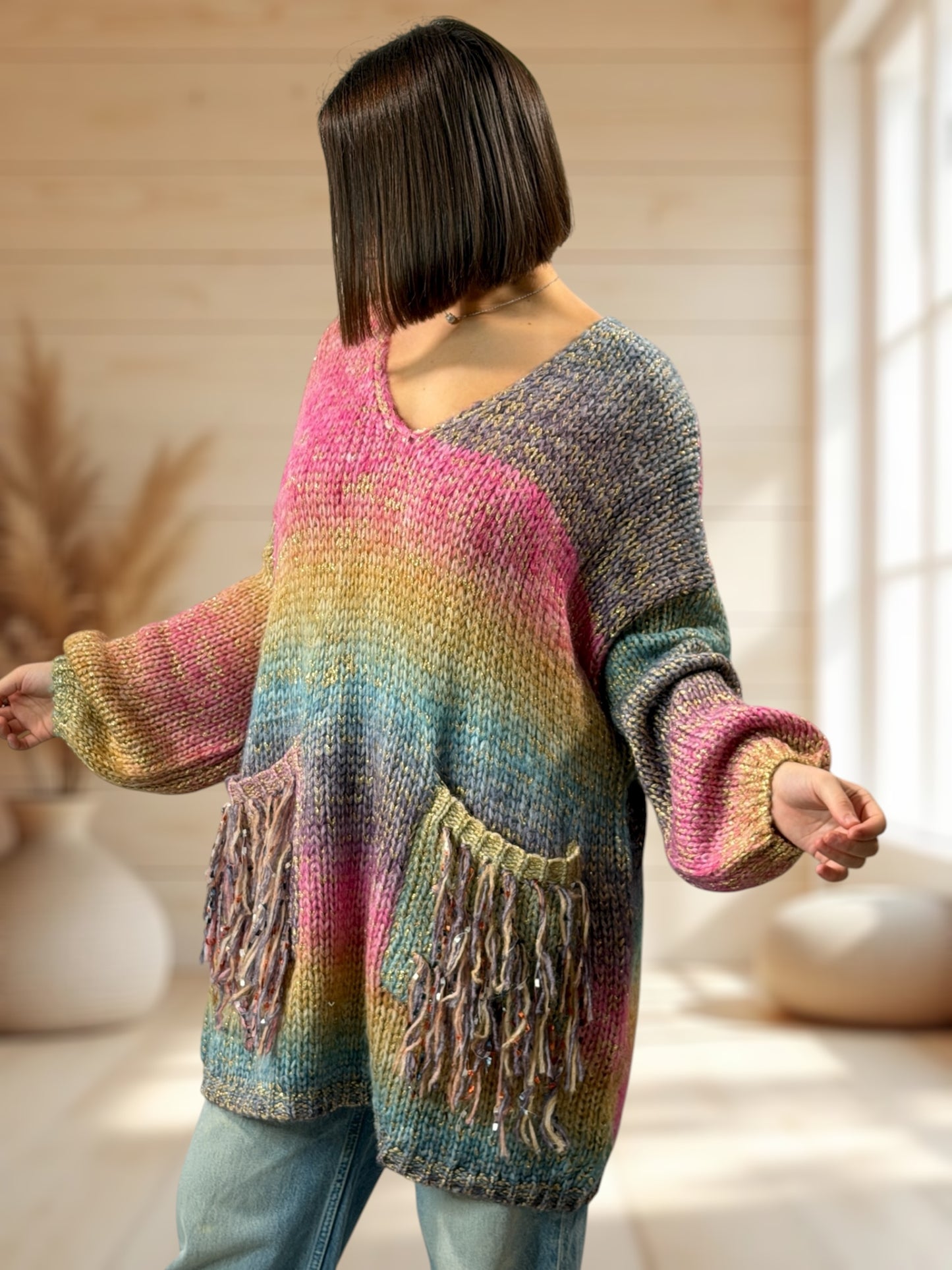 CHACHA REF4 - PULL OVERSIZE AVEC LUREX JUSQU'A LA TAILLE 54/56