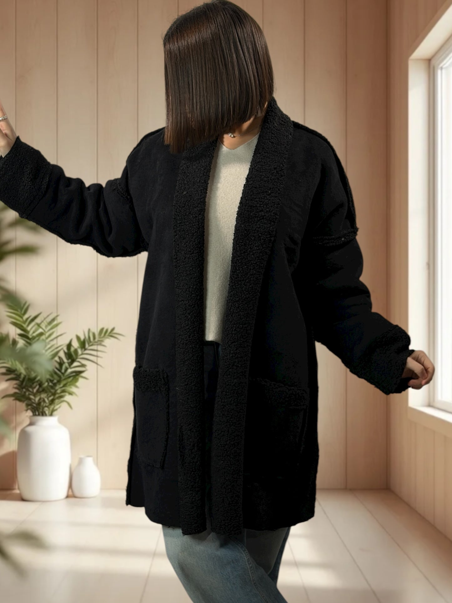 FREDERICO - VESTE NOIRE OVERSIZE JUSQU'A LA TAILLE 52