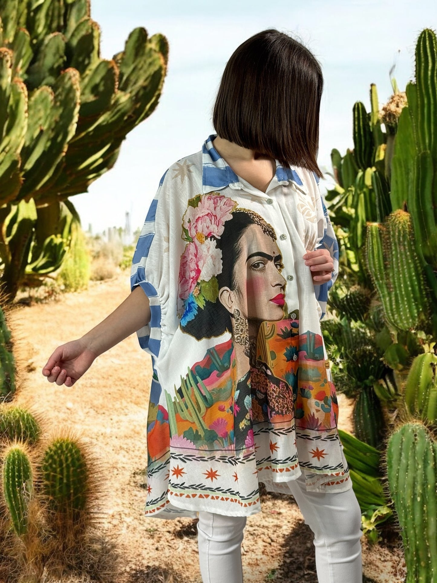 HONOLULU - TUNIQUE OVERSIZE MOTIF FRIDA KAHLO JUSQU'A LA TAILLE 58