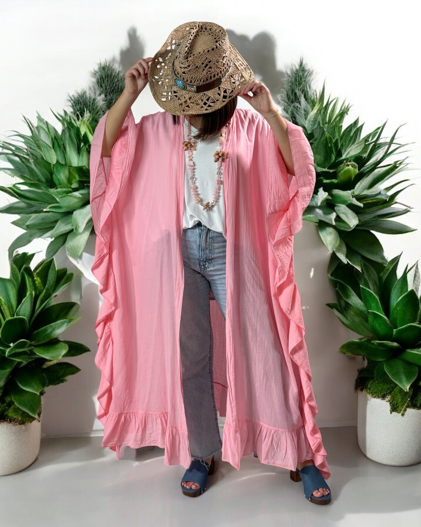 HAPINESS - KIMONO ROSE OVERSIZE JUSQU'A LA TAILLE 60
