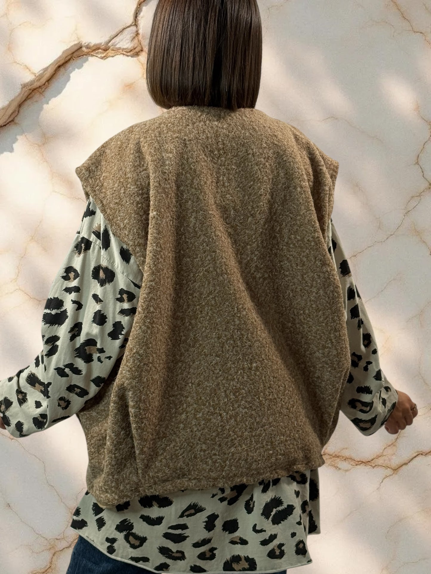LUDO - GILET BEIGE SANS MANCHE JUSQU'A LA TAILLE 50/52
