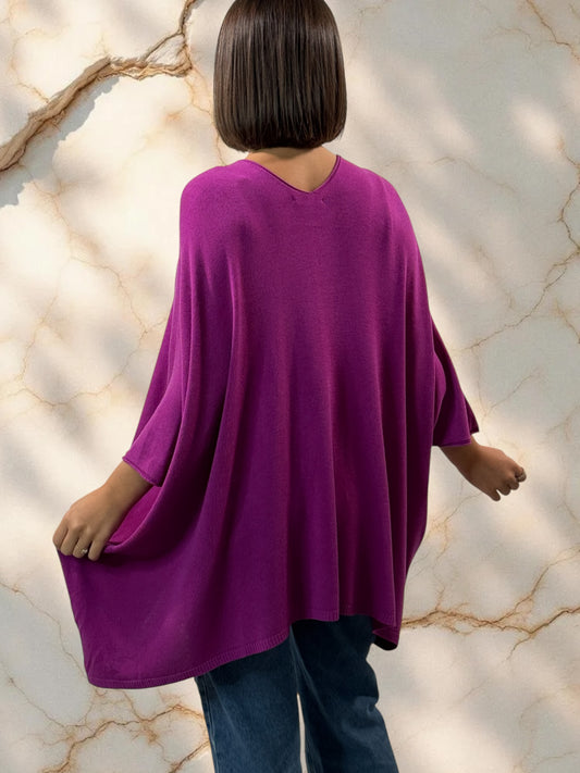 MERINGUE - PULL CYCLAMEN EN MAILLE FLUIDE JUSQU'A LA TAILLE 56/58