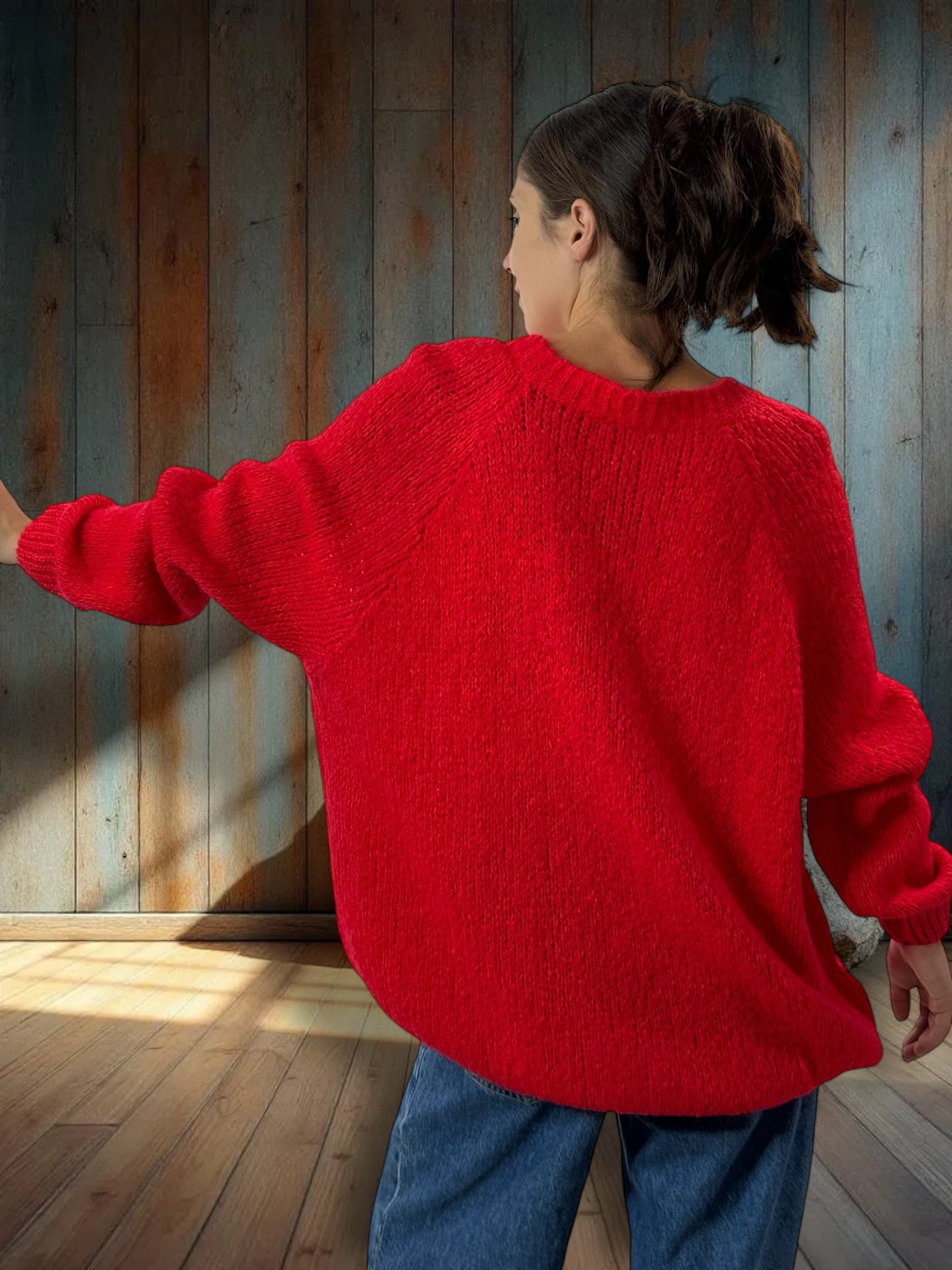 MATTEO - PULL ROUGE AVEC MOHAIR JUSQU'A LA TAILLE 54