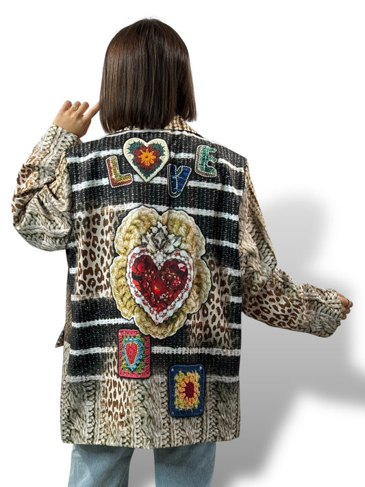 HAPINESS - VESTE OVERSIZE A MOTIF JUSQU'A LA TAILLE 52