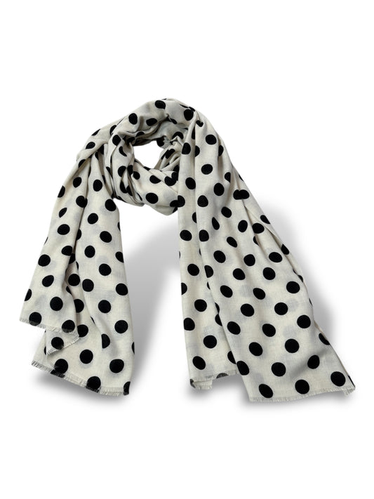 GRANDE ECHARPE BLANC CASSE A POIS