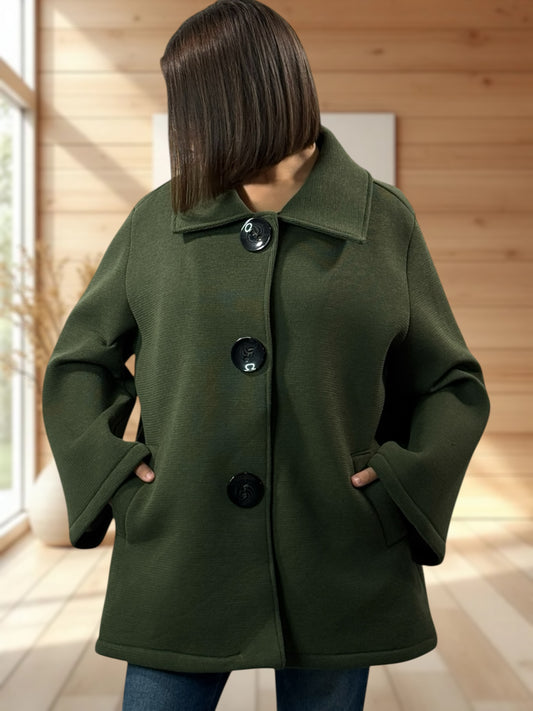 ROSALINA - VESTE OVERSIZE KAKI JUSQU'A LA TAILLE 52