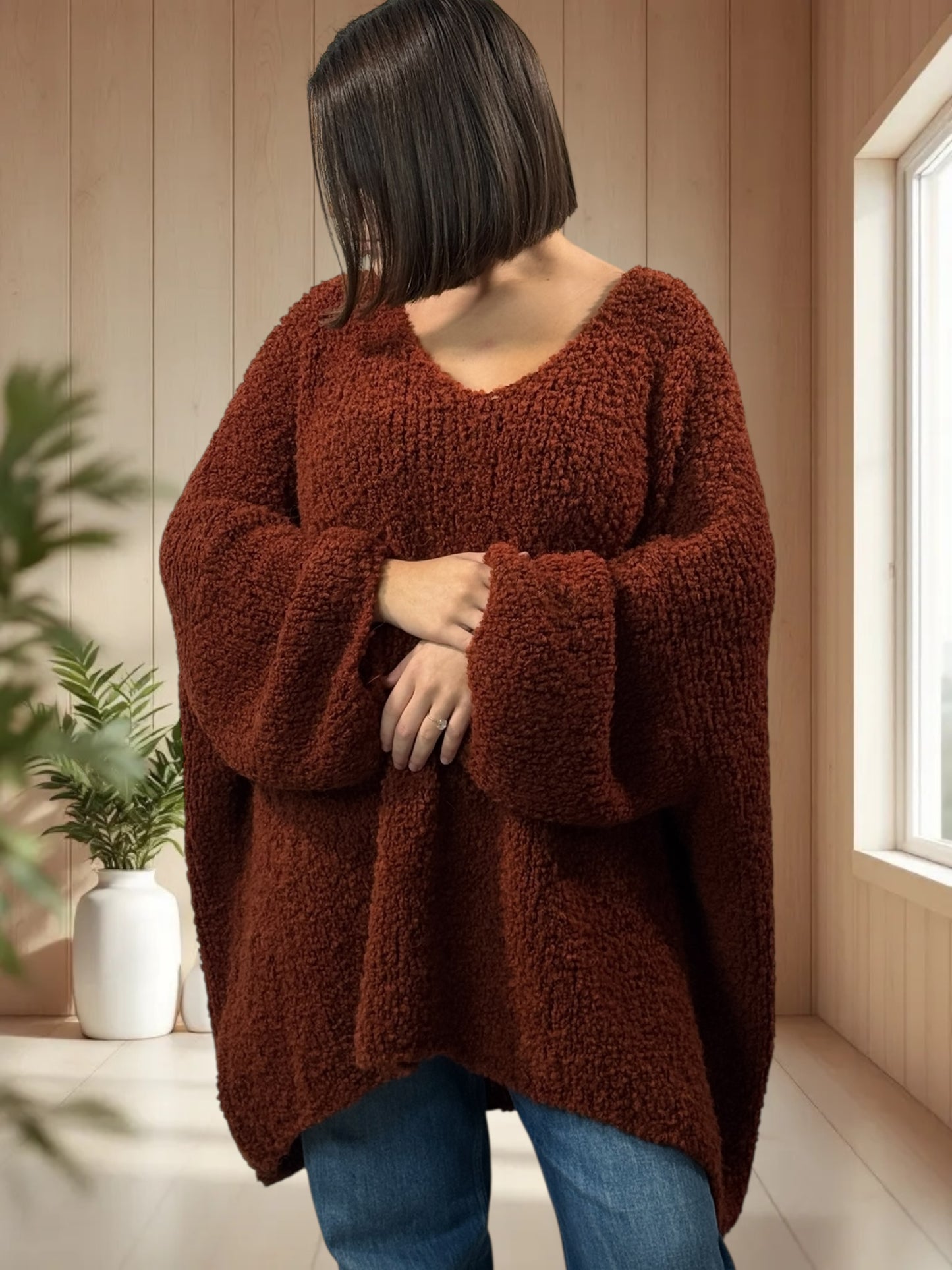 LAETITIA - PULL ROUX OVERSIZE JUSQU'A LA TAILLE 58