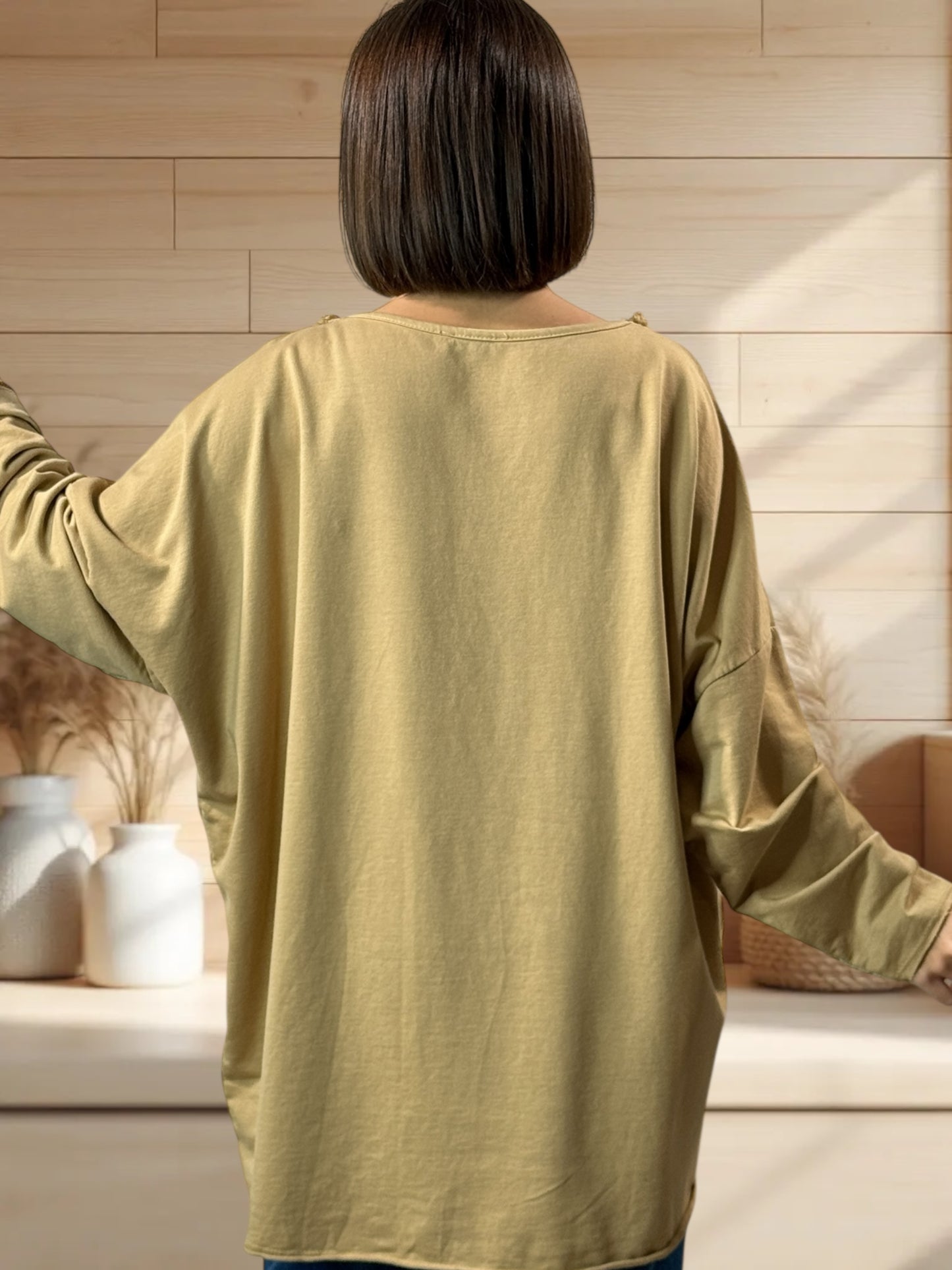 SANTIAGO - TOP CAMEL EN COTON LOGO LEOPARD JUSQU'A LA TAILLE 56