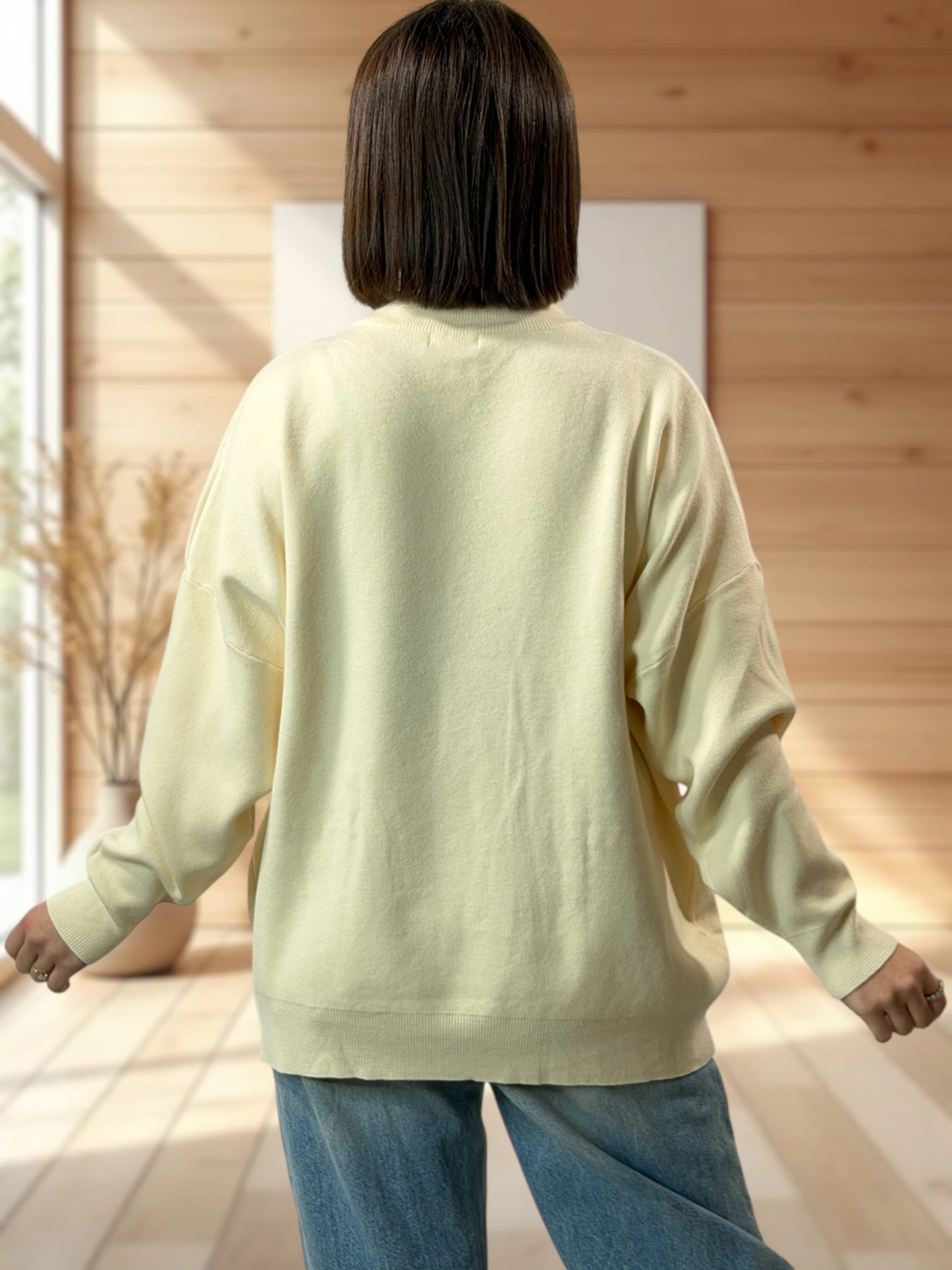 BERENICE - PULL BEIGE AVEC PERLE JUSQU'A LA TAILLE 50/52