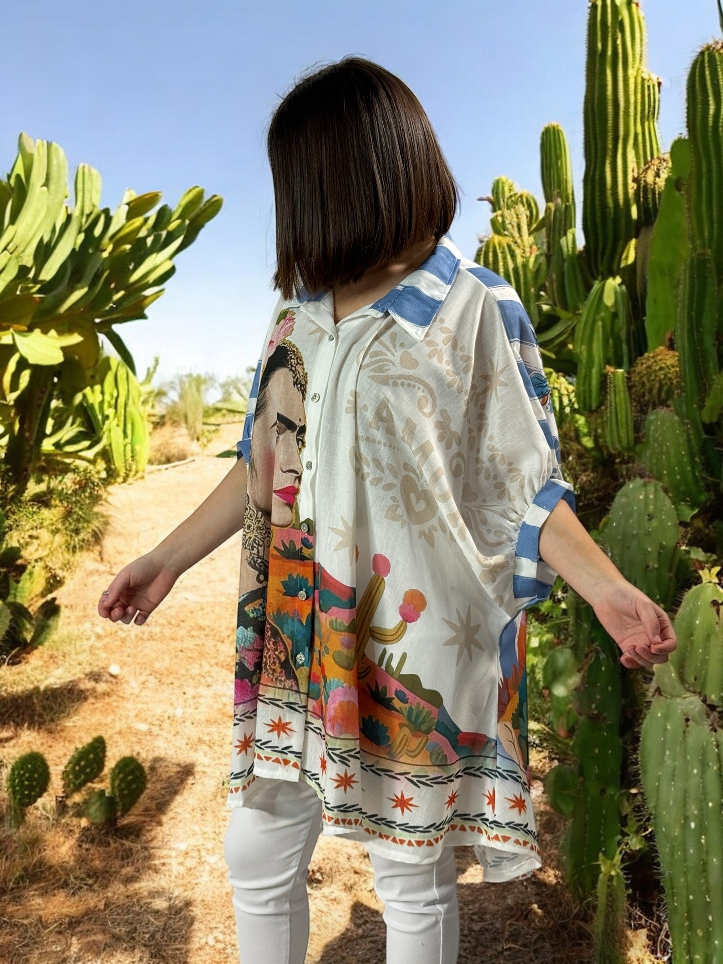 HONOLULU - TUNIQUE OVERSIZE MOTIF FRIDA KAHLO JUSQU'A LA TAILLE 58
