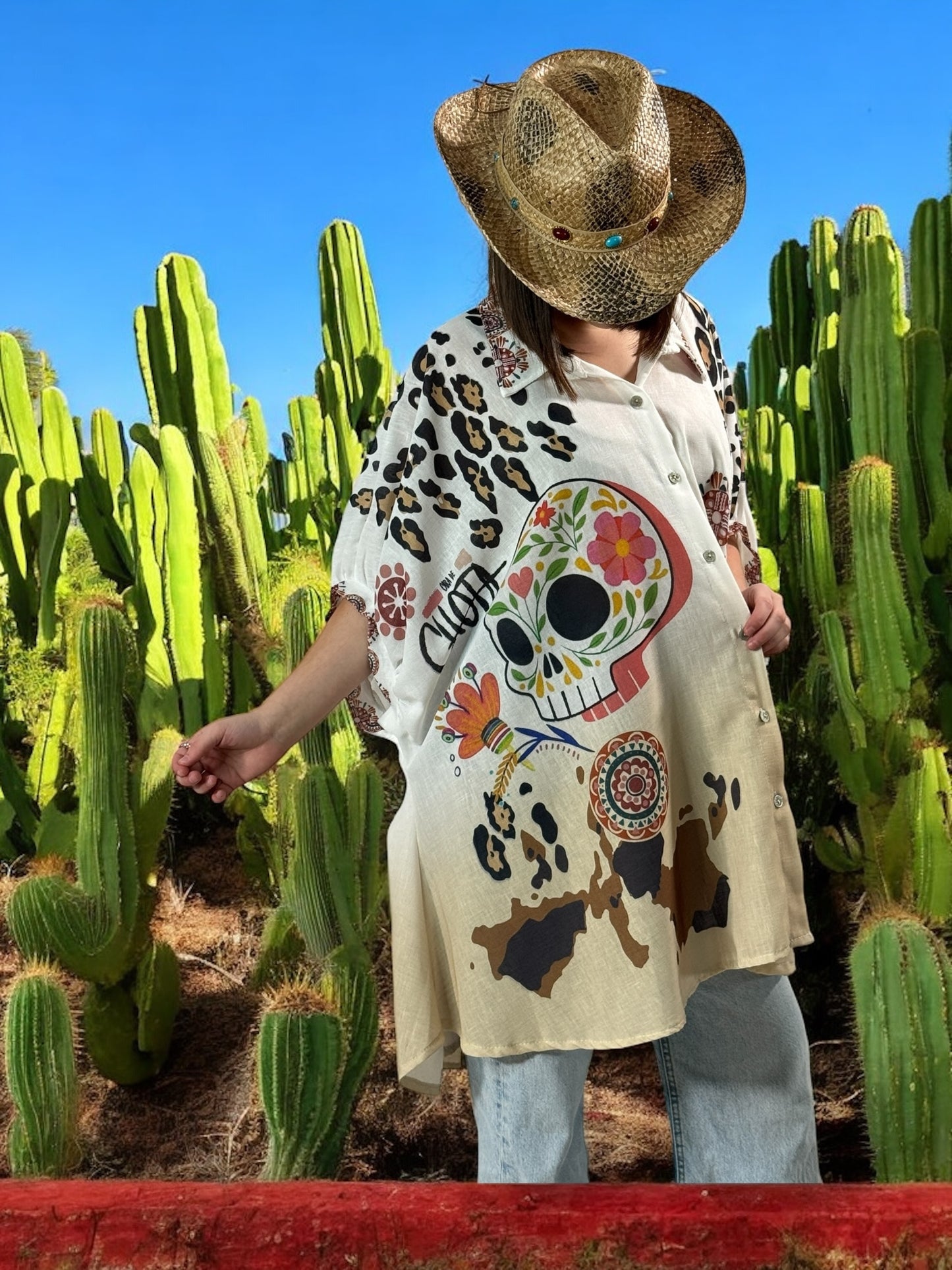 HONOLULU - TUNIQUE OVERSIZE MOTIF SKULL JUSQU'A LA TAILLE 58