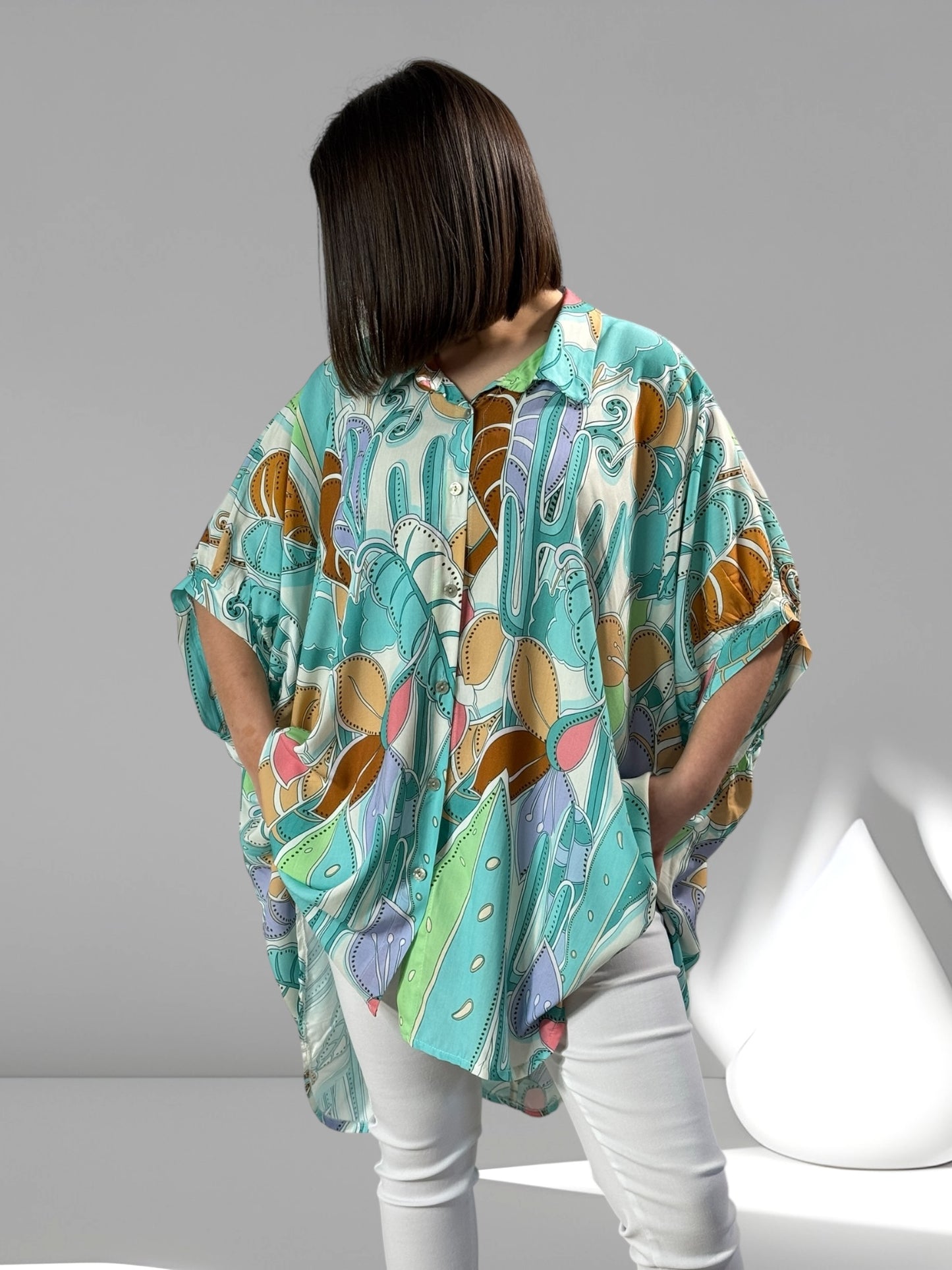 ANELISE - TUNIQUE OVERSIZE MOTIF LAGON JUSQU'A LA TAILLE 58