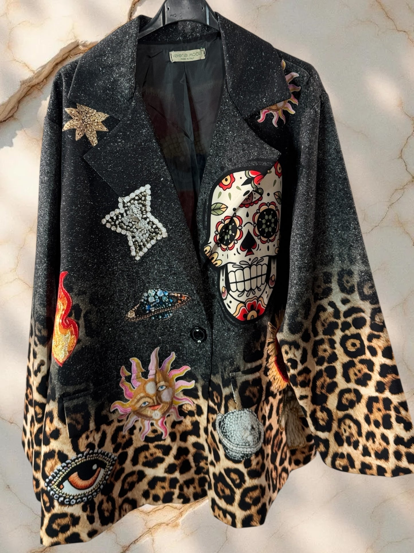 MARICAO - VESTE OVERSIZE MOTIF SKULL ET COEUR JUSQU'A LA TAILLE 52