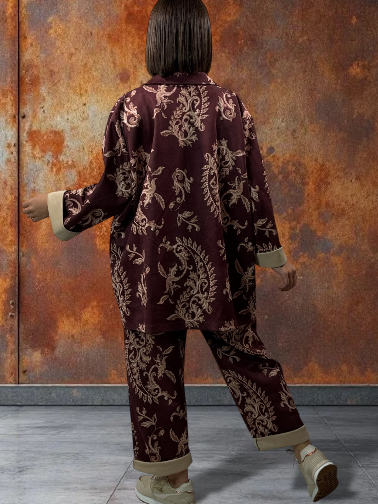 ALYSON - BLAZER BORDEAUX A MOTIF EN SUEDINE JUSQU'A LA TAILLE 52