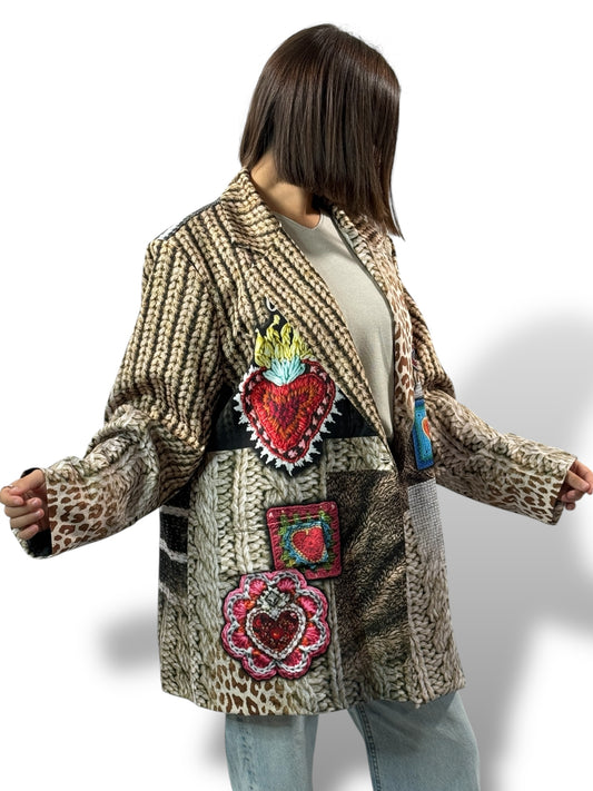 HAPINESS - VESTE OVERSIZE A MOTIF JUSQU'A LA TAILLE 52