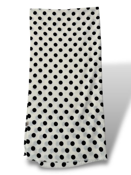 GRANDE ECHARPE BLANC CASSE A POIS