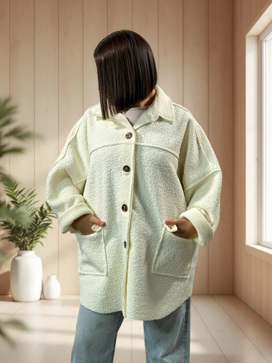 SANTAFEE - VESTE OVERSIZE BLANC CASSE JUSQU'A LA TAILLE 54/56