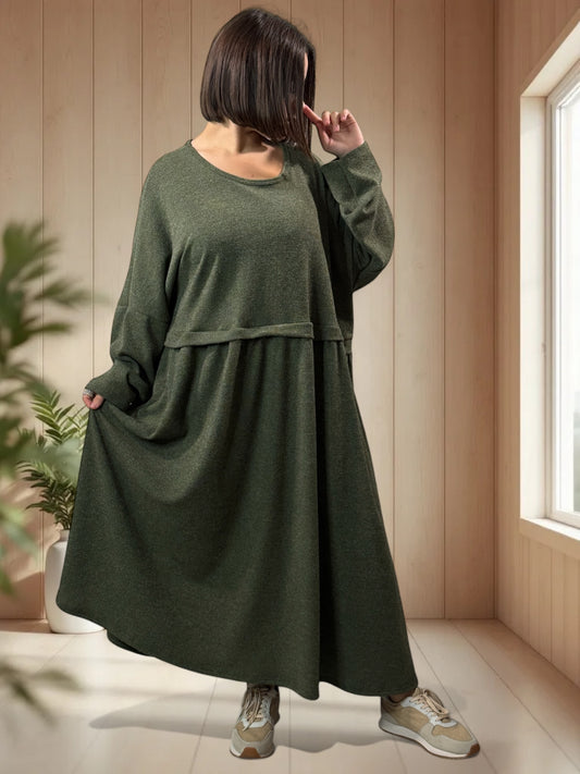 MADELINE - ROBE OVERSIZE KAKI JUSQU'A LA TAILLE 60