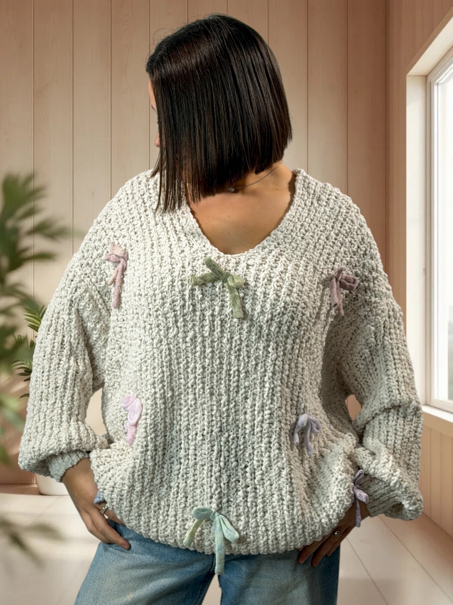 STELLA - PULL OVERSIZE BLANC CASSE JUSQU'A LA TAILLE 54