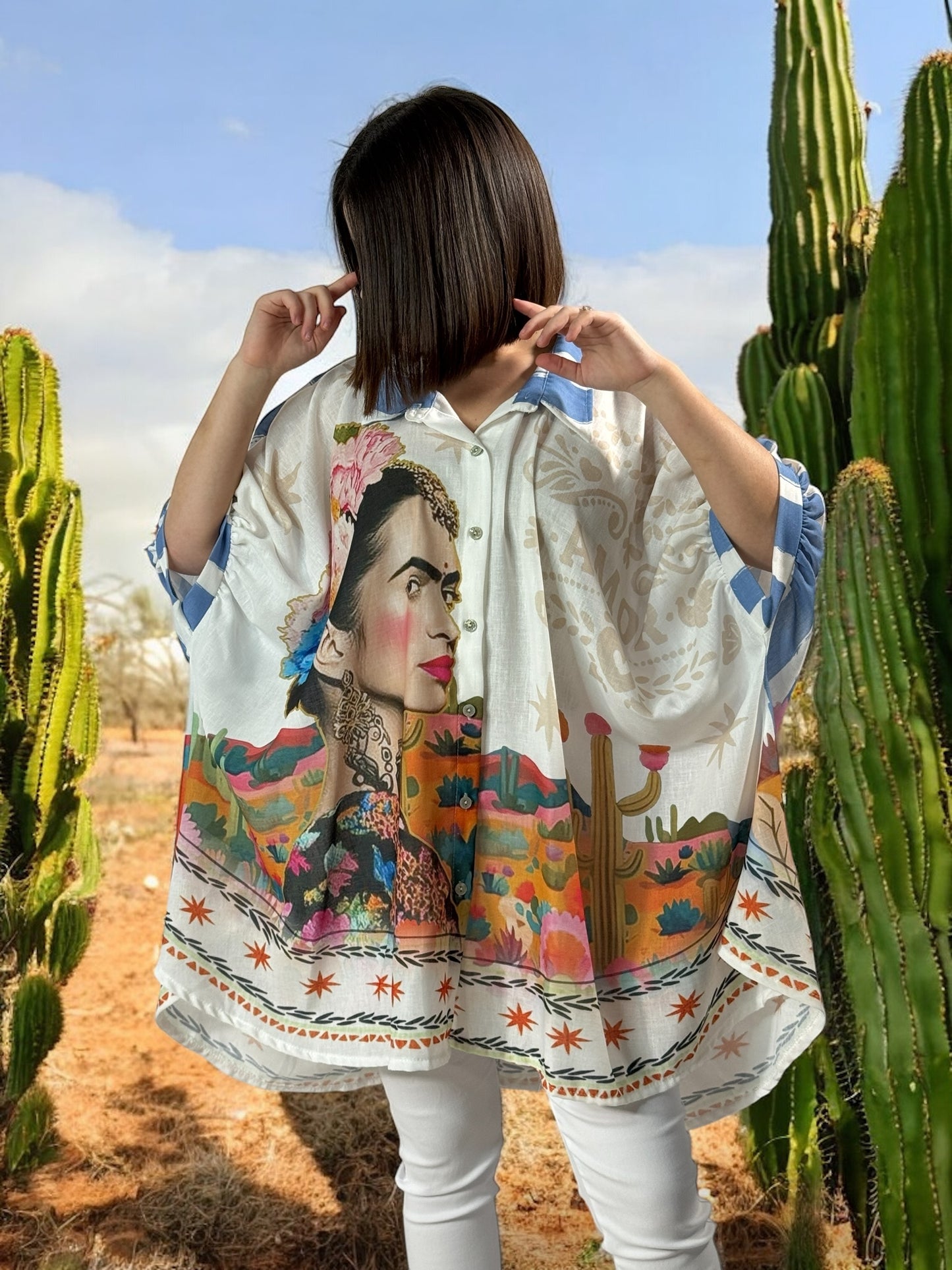 HONOLULU - TUNIQUE OVERSIZE MOTIF FRIDA KAHLO JUSQU'A LA TAILLE 58