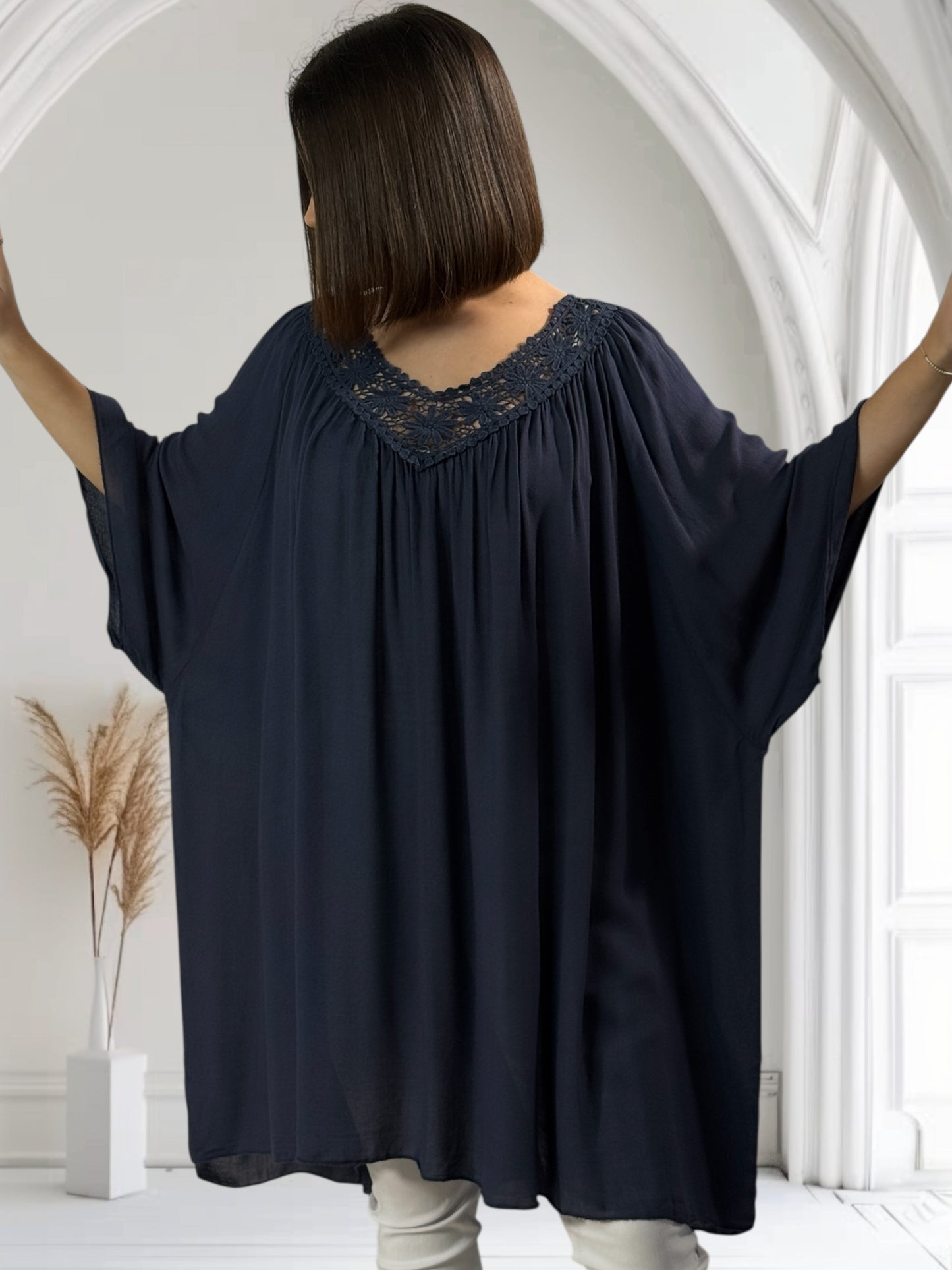 LOLITA - TUNIQUE OVERSIZE MARINE JUSQU'A LA TAILLE 58