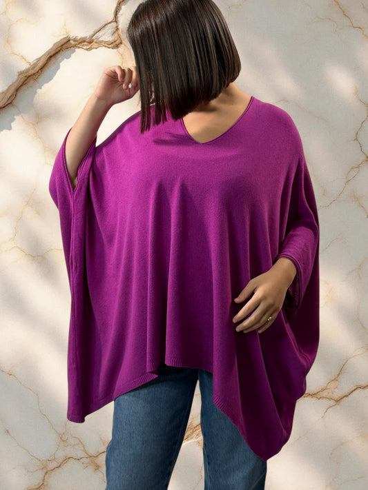 MERINGUE - PULL CYCLAMEN EN MAILLE FLUIDE JUSQU'A LA TAILLE 56/58