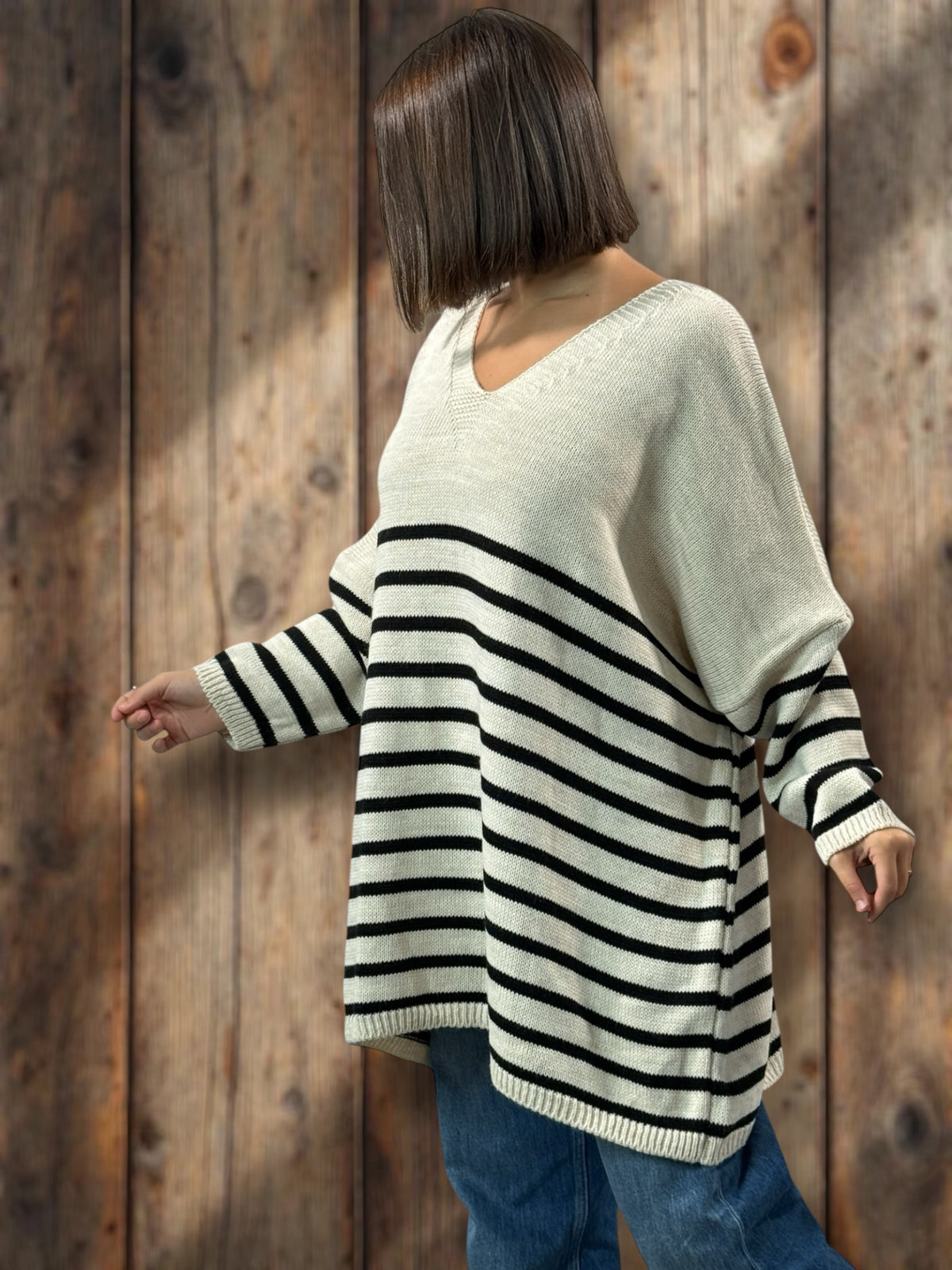 MANU - PULL MARINIERE BEIGE JUSQU'A LA TAILLE 56/58