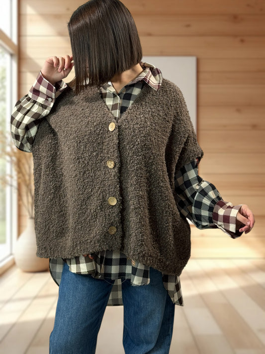 MARA - GILET TAUPE SANS MANCHES JUSQU'A LA TAILLE 56