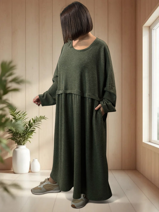 MADELINE - ROBE OVERSIZE KAKI JUSQU'A LA TAILLE 60
