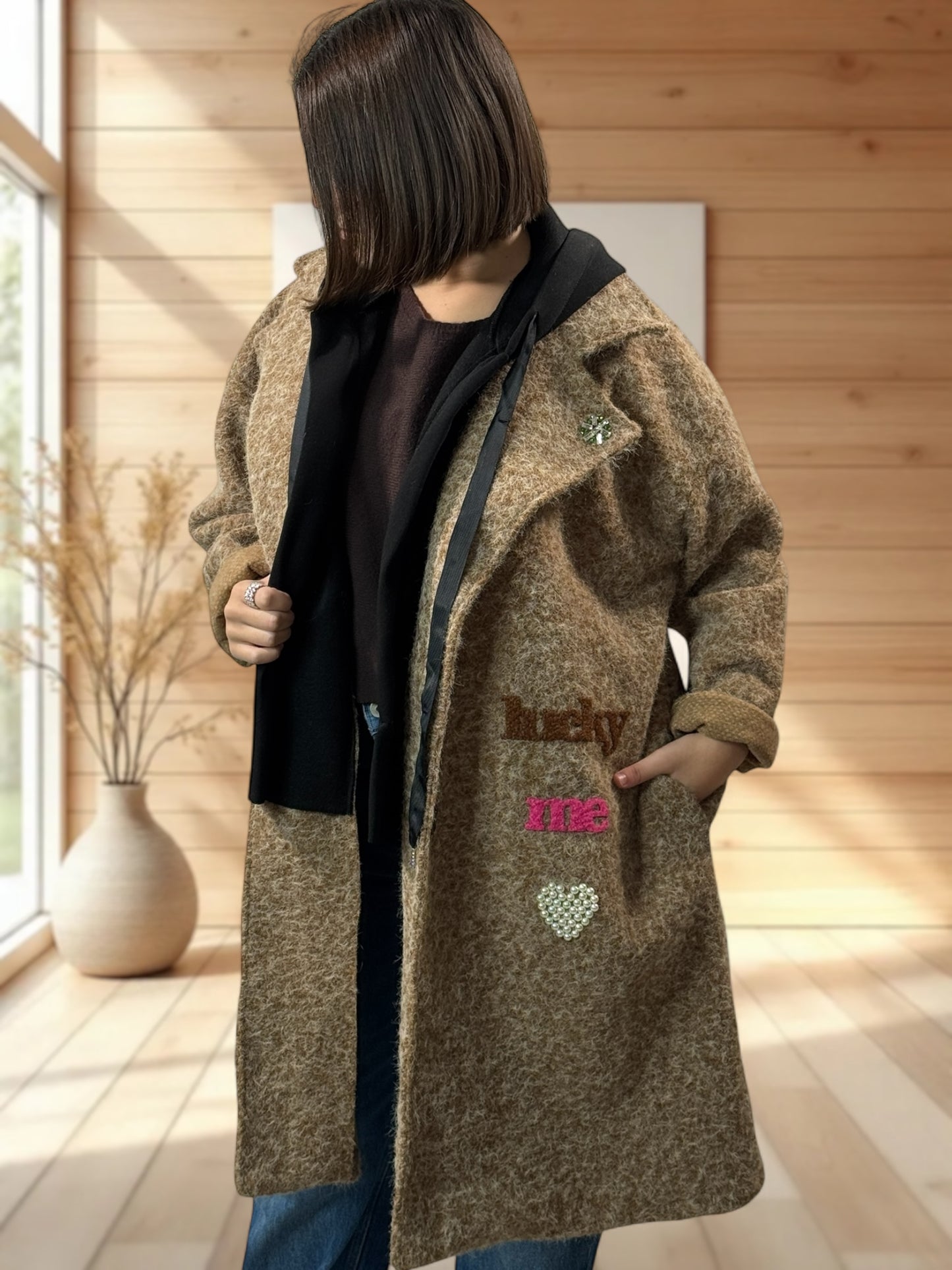 JULIUS - MANTEAU CAMEL A CAPUCHE JUSQU'A LA TAILLE 52