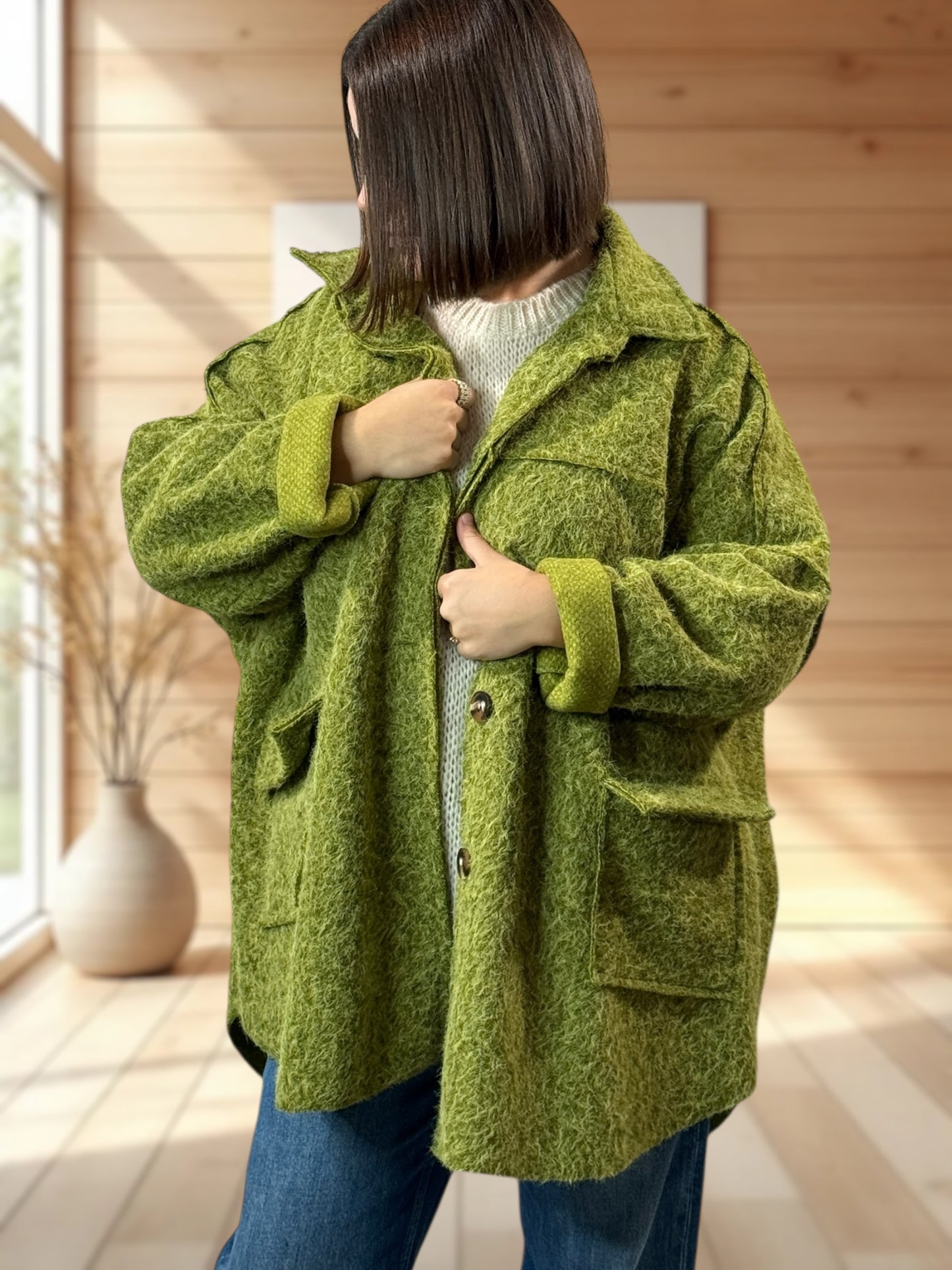 RAVELO - VESTE OVERSIZE VERTE JUSQU'A LA TAILLE 54/56