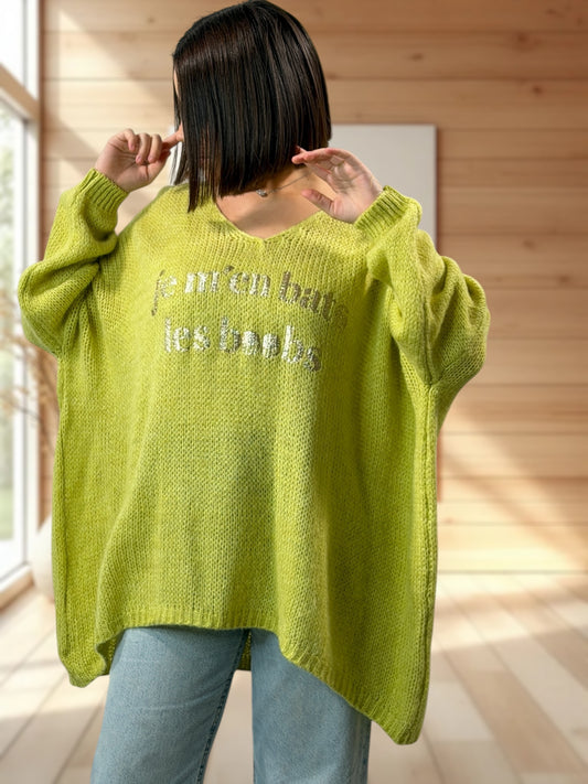LUCIA - PULL OVERSIZE VERT JUSQU'A LA TAILLE 54