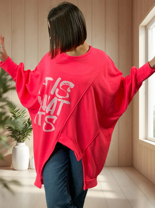 TEDDY - SWEAT OVERSIZE FUCHSIA JUSQU'A LA TAILLE 56