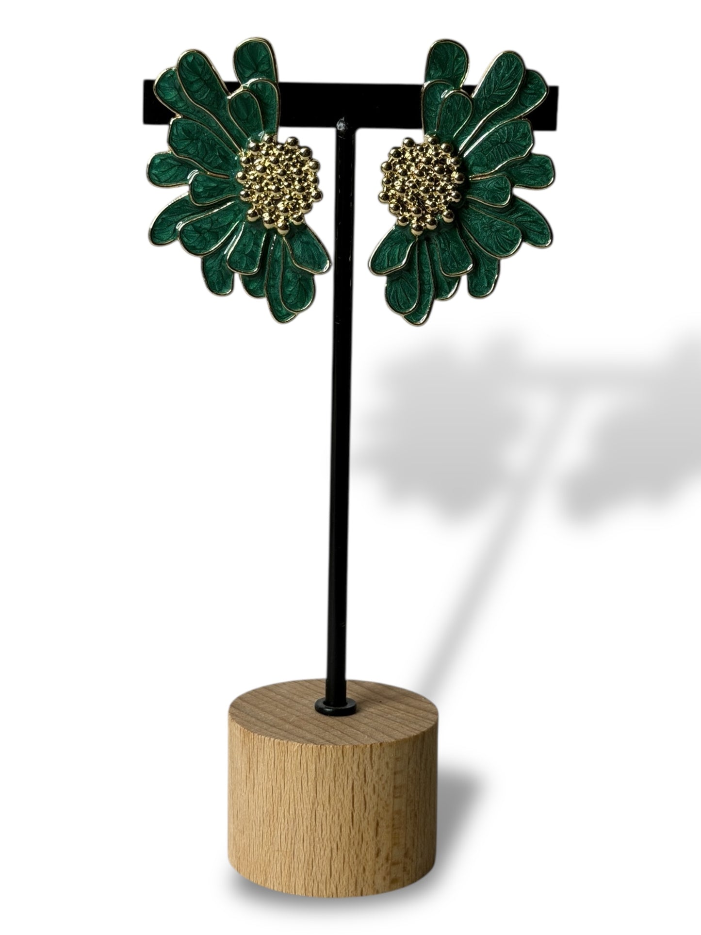 JULIE - BOUCLES D'OREILLES FLEUR VERTE