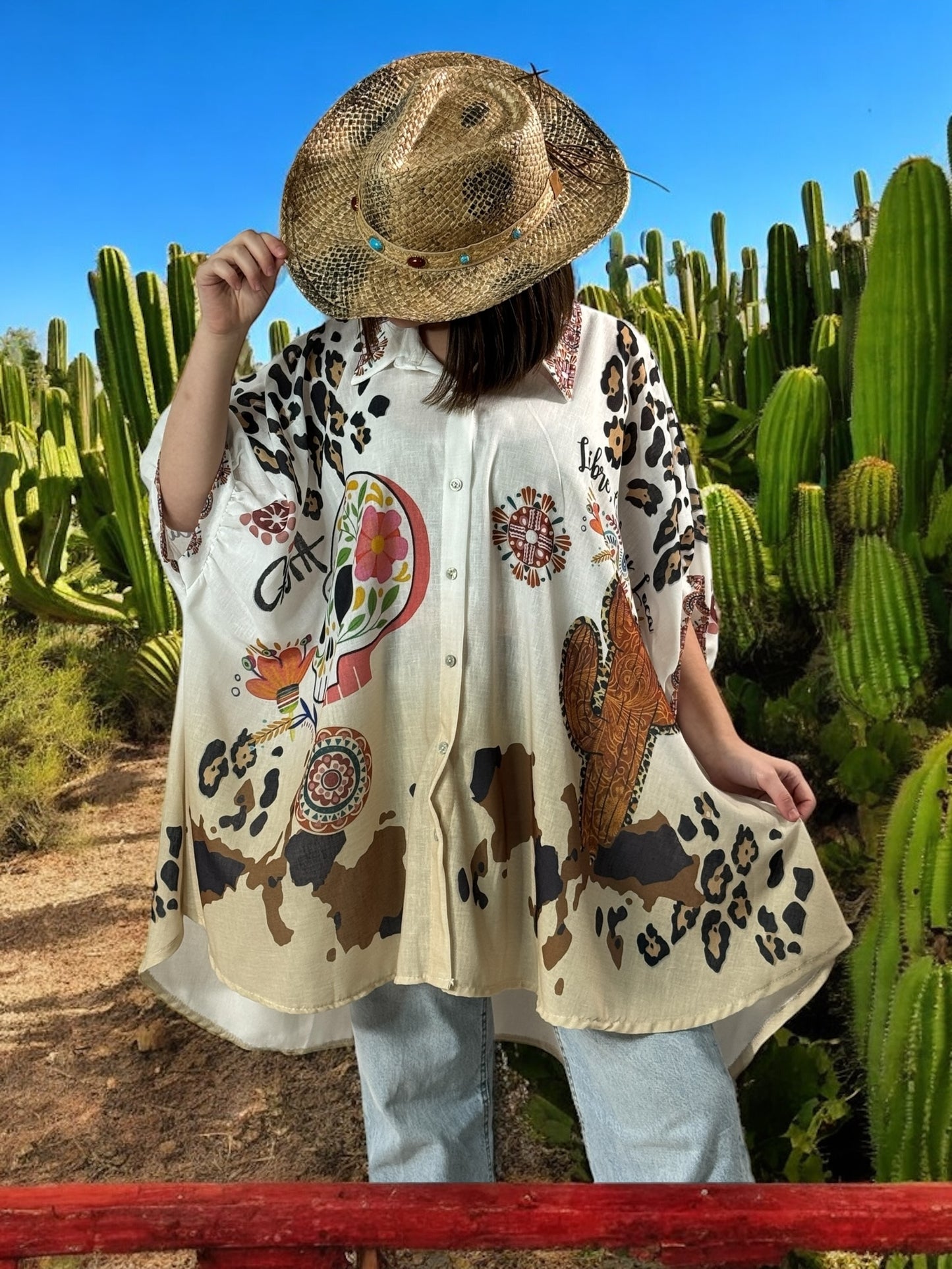 HONOLULU - TUNIQUE OVERSIZE MOTIF SKULL JUSQU'A LA TAILLE 58